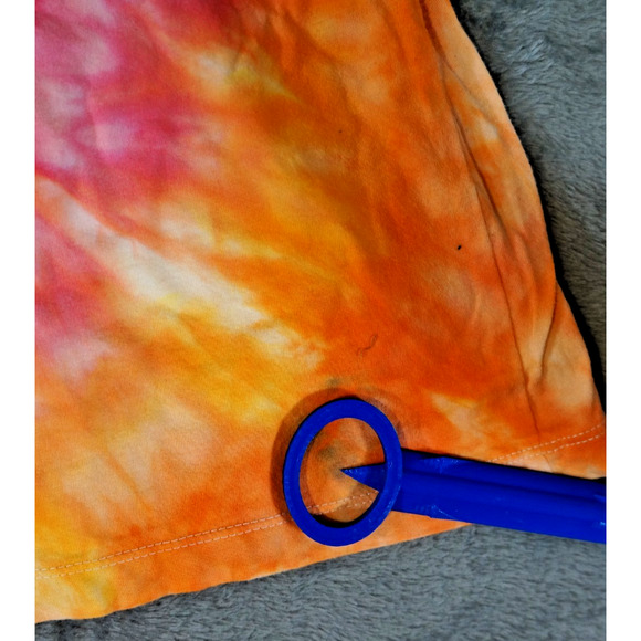 Madison Ruffle Neck Tank Top Large Tie‑Dye Pink Orange Fire Swirl Artisan Dyed - Picture 10 of 13